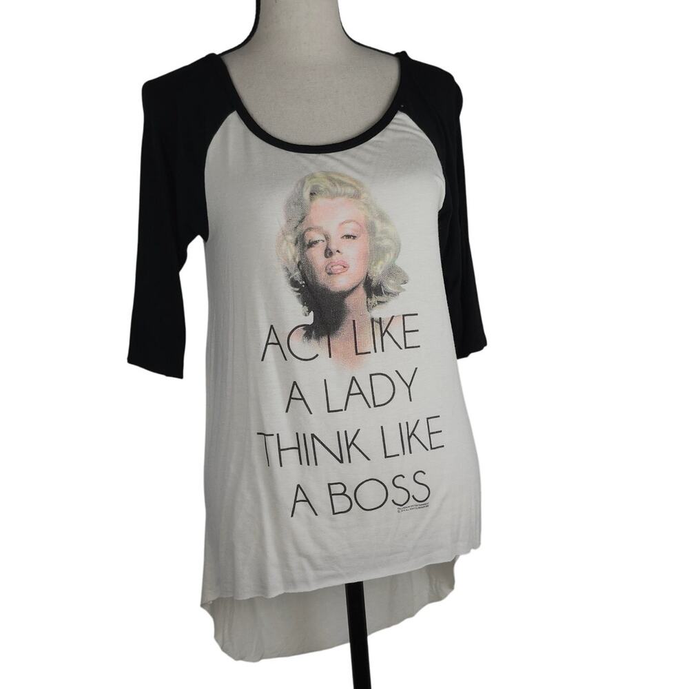 Miss Popular Marilyn Monroe Tee Women Small White Black Cutout Back Graphic Y2K